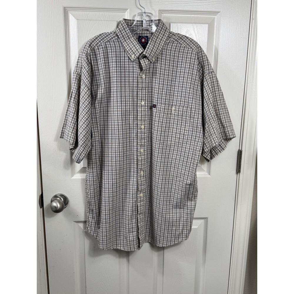 Panhandle Slim Mens‎ Large Plaid Button Up Short Sleeve Casual Shirt